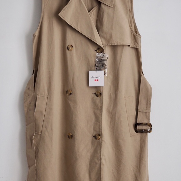 Trench vest JW Anderson sleeveles Uniqlo belted lapel dress medium - Picture 10 of 11